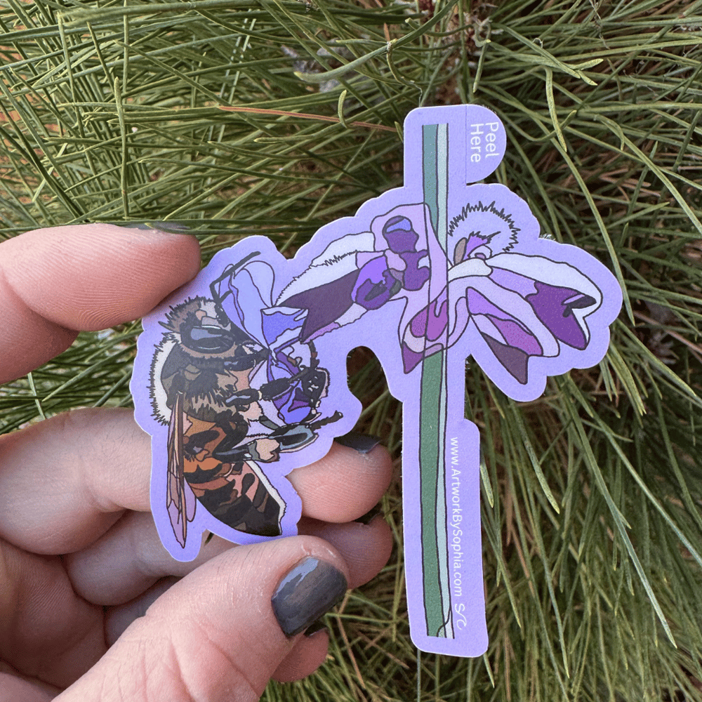 Bee Sticker - Time to stop and smell the flowers