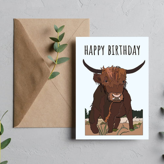 Happy Birthday! Scottish Highland Cow Card