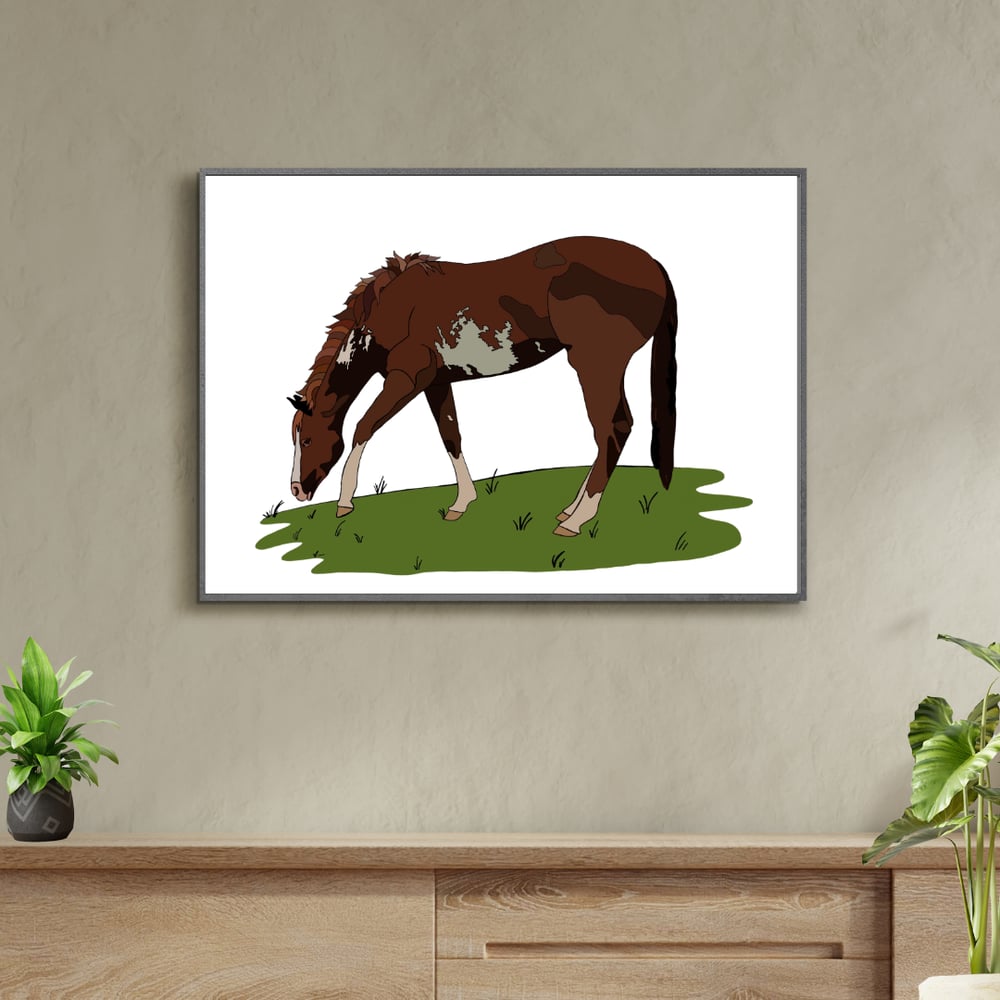 Horse Grazing Print