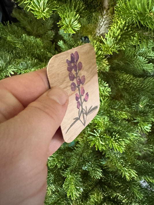 Lupine |  Wood Magnet | Colored Drawing | 3in