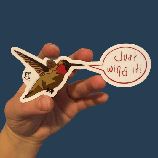Just Wing It - Hummingbird Pun Sticker 5in