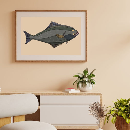 Pacific Halibut Print Hand-drawn Illustration