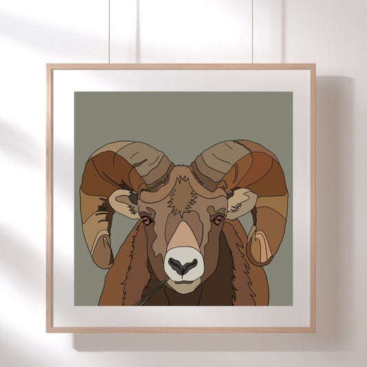 Ram Hand-Drawn Artwork Print