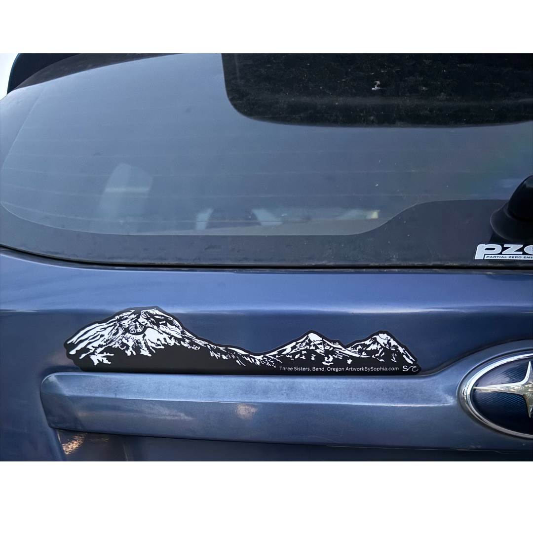 Three Sisters | Vinyl Bumper Sticker | Drawing | 10in