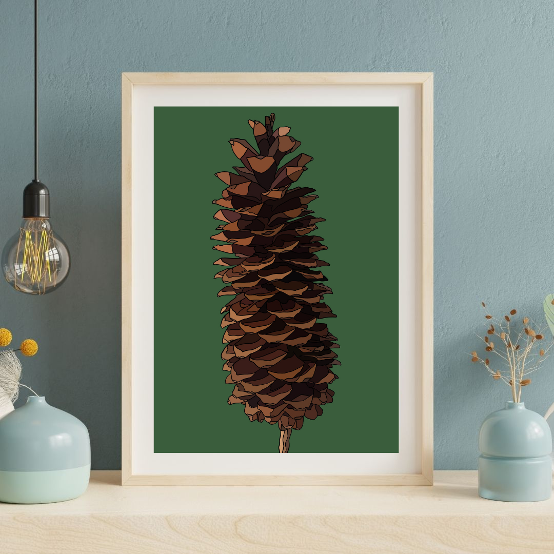 Sugar Pine Cone - Hand-Drawn - Artwork Print