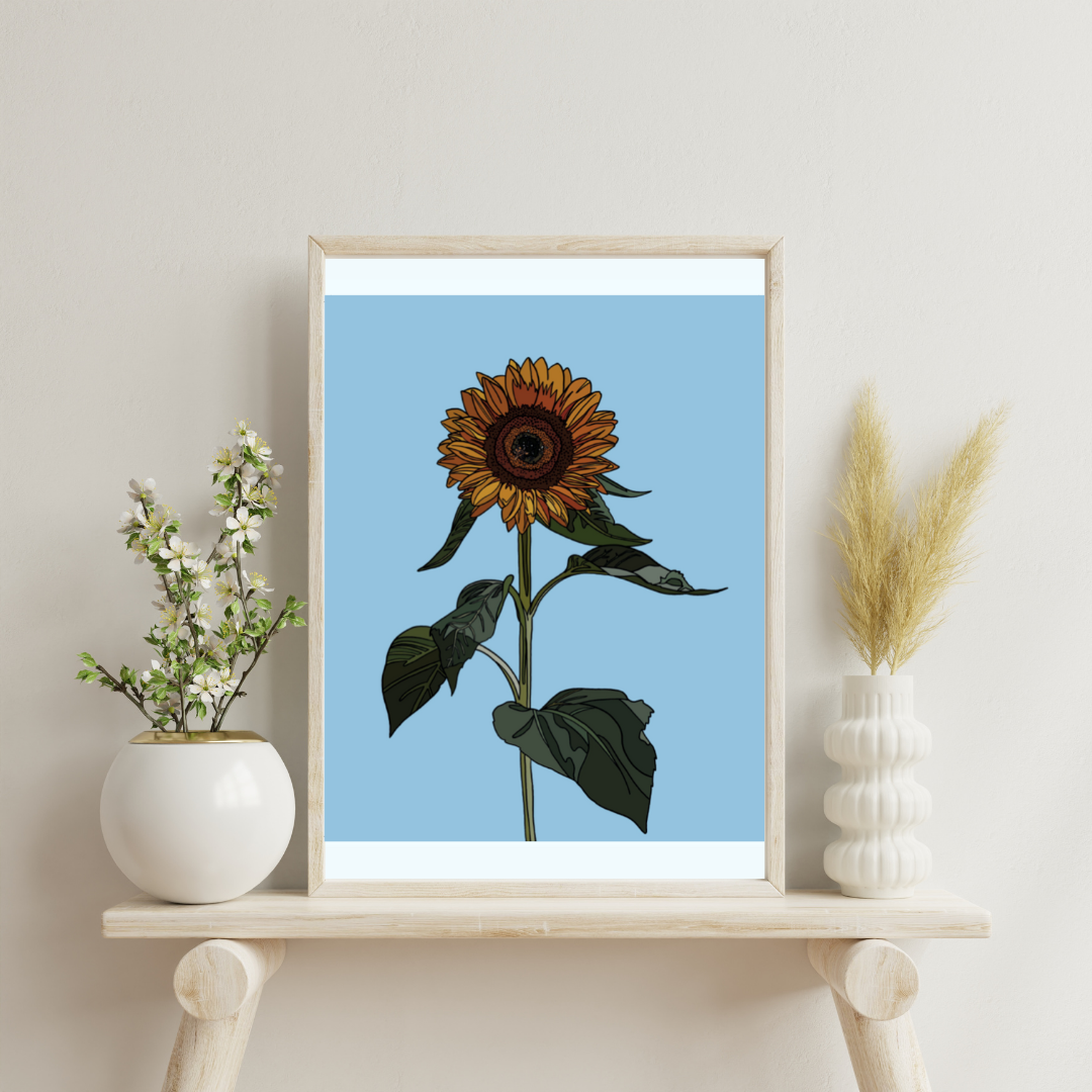 Sunflower - Hand-Drawn - Artwork Print