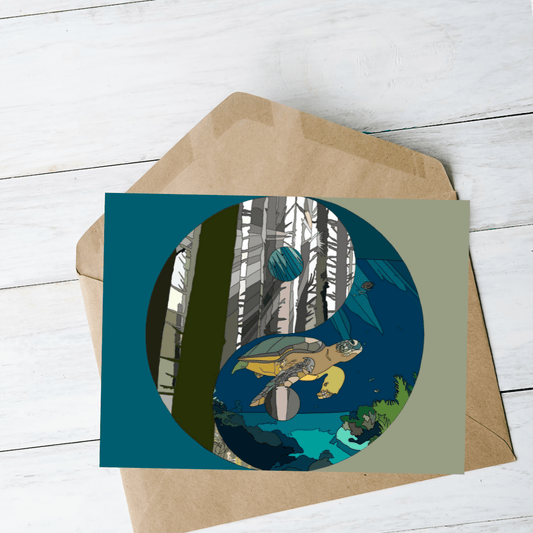 "Forest and Sea Yin Yang" Greeting Card