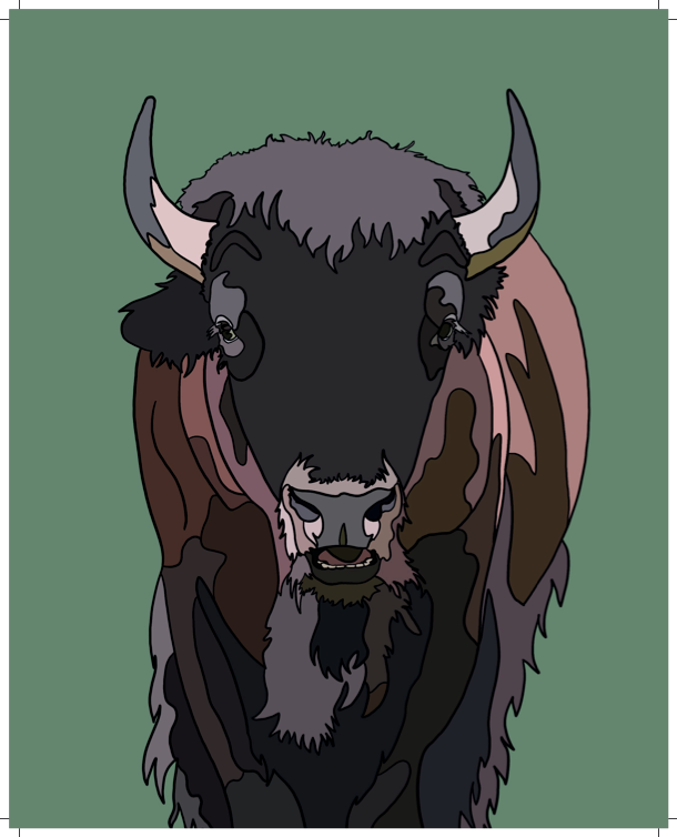 Bison - Hand-Drawn - Artwork Print