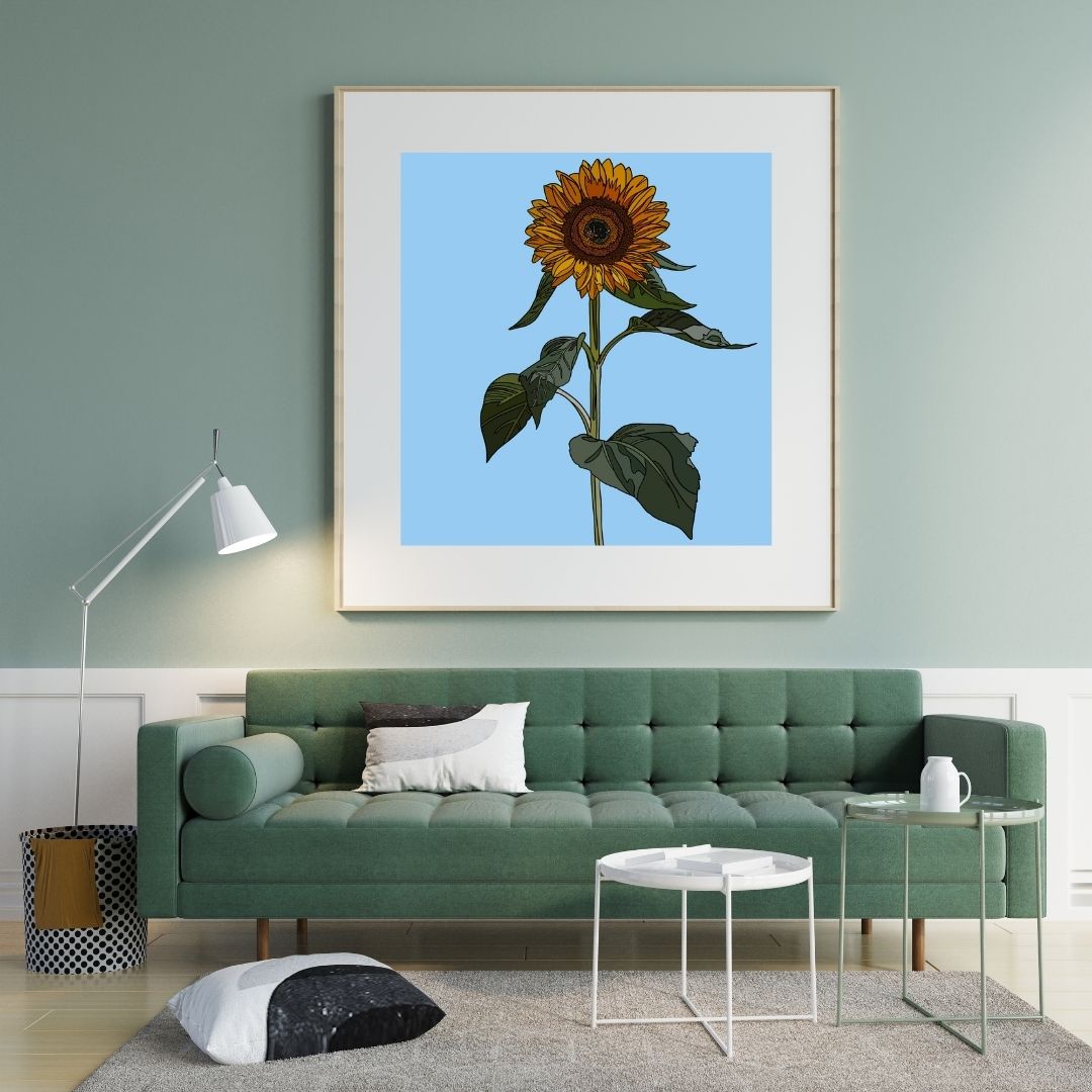 Sunflower - Hand-Drawn - Artwork Print