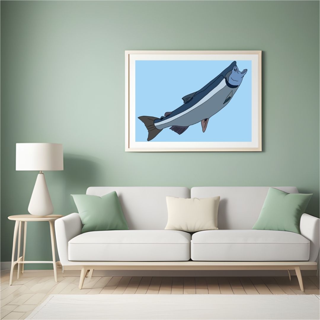 Chinook Salmon Print Hand-drawn Illustration