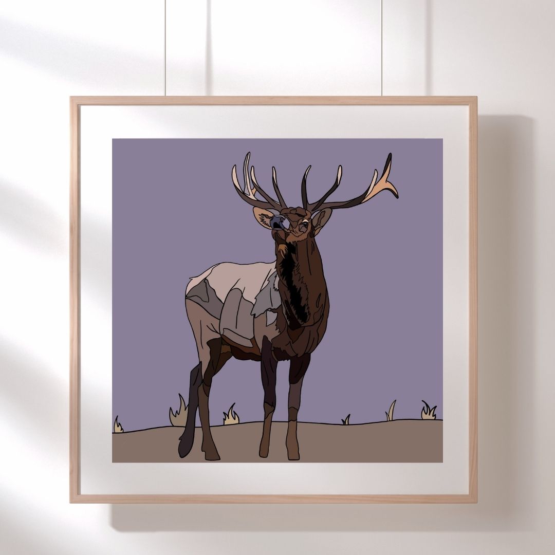 Elk Hand-Drawn Artwork Print
