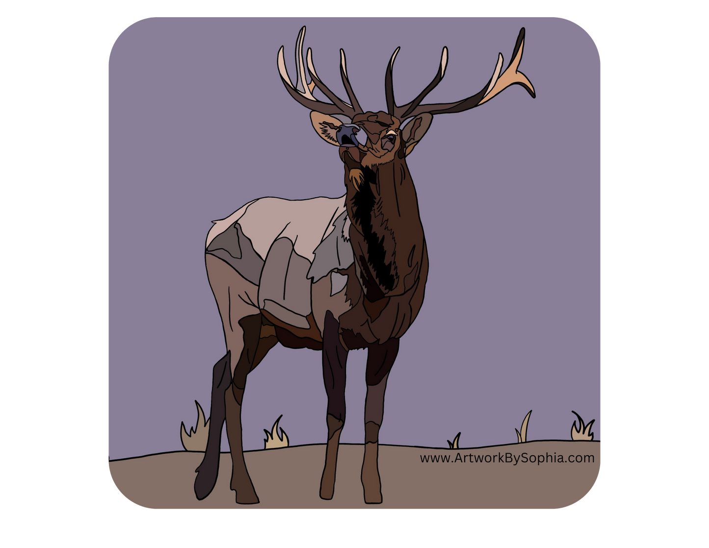 "Elk" |  Vinyl Sticker | Colored Drawing
