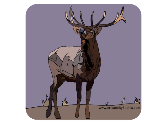 "Elk" |  Vinyl Sticker | Colored Drawing