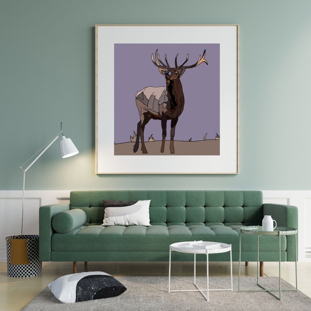 Elk Hand-Drawn Artwork Print