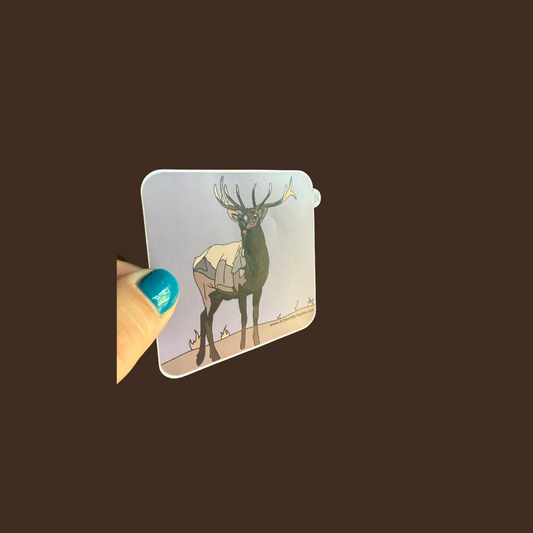 "Elk" |  Vinyl Sticker | Colored Drawing