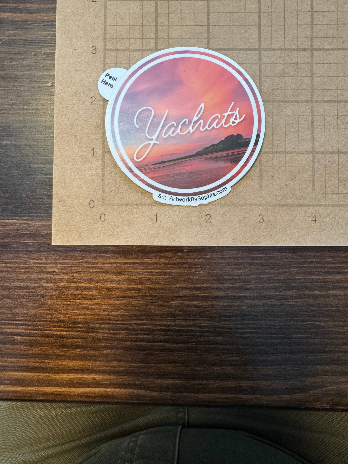 Yachats | Circle Vinyl Sticker | Colored Drawing | 3in