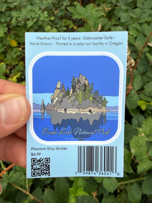 Phantom Ship - Crater Lake Sticker (single sided) 3in