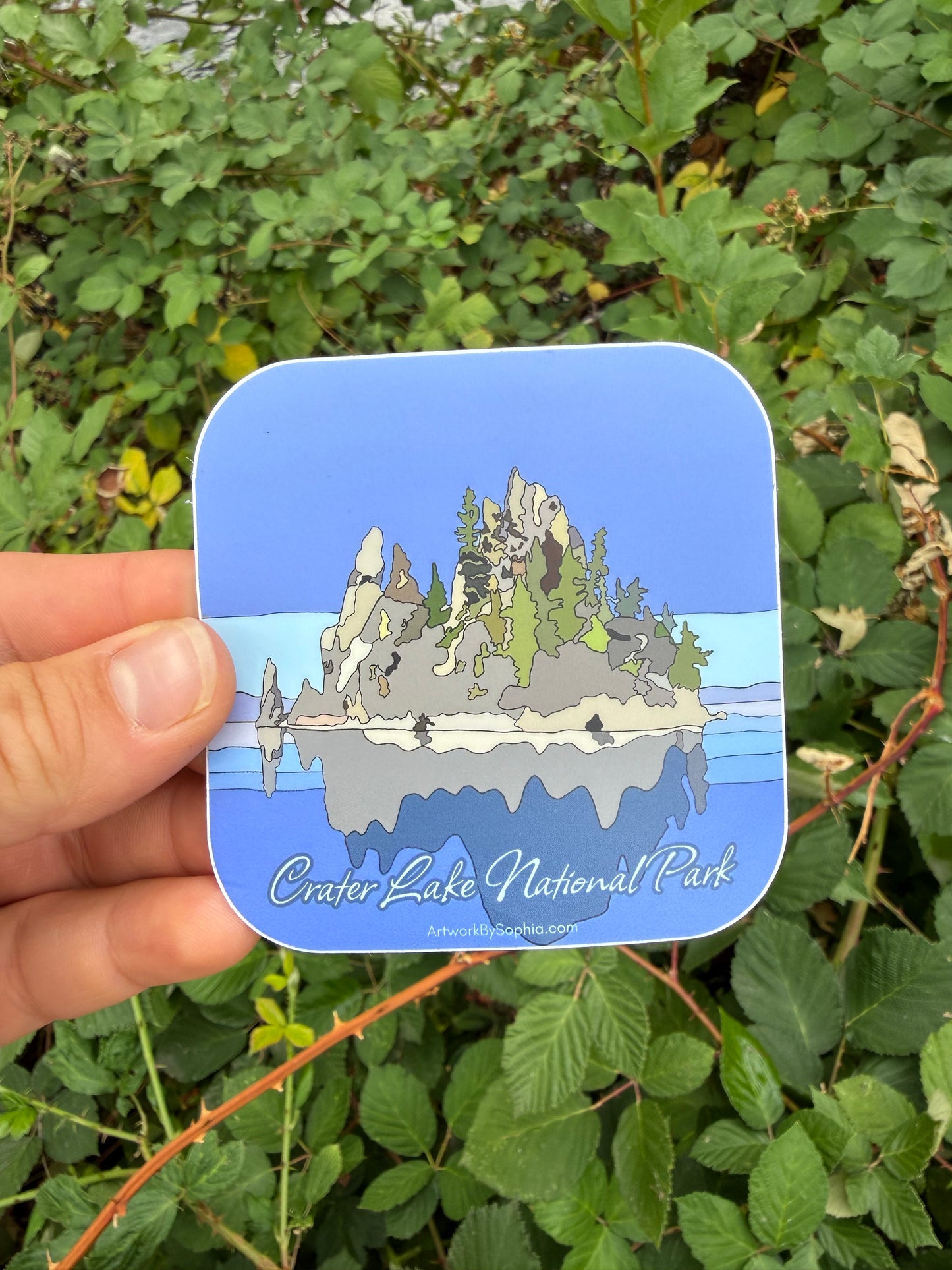 Phantom Ship - Crater Lake Sticker (double sided) 3in