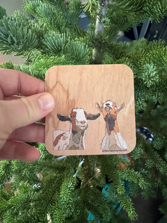 Goat Friends |  Wood Magnet | 3in