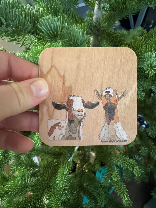 Goat Friends |  Wood Magnet | 3in