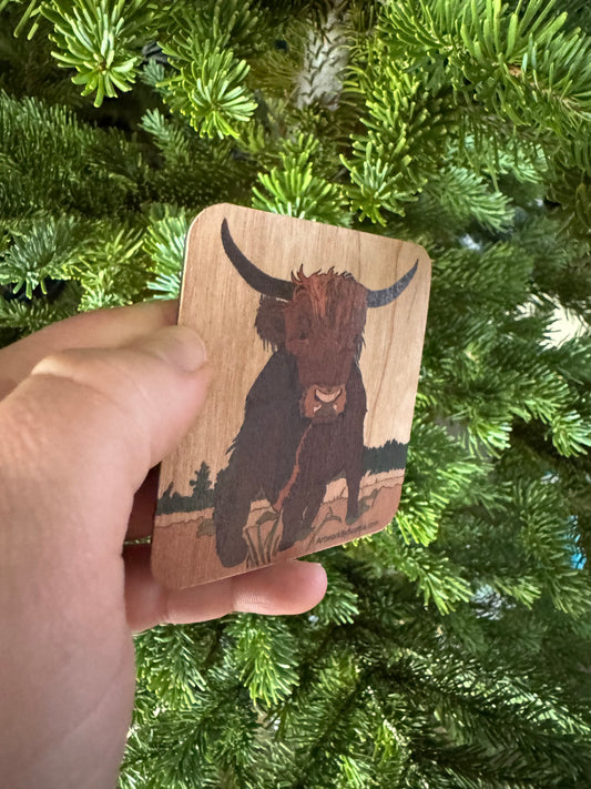 Scottish Highland Cow |  Wood Magnet | 3in