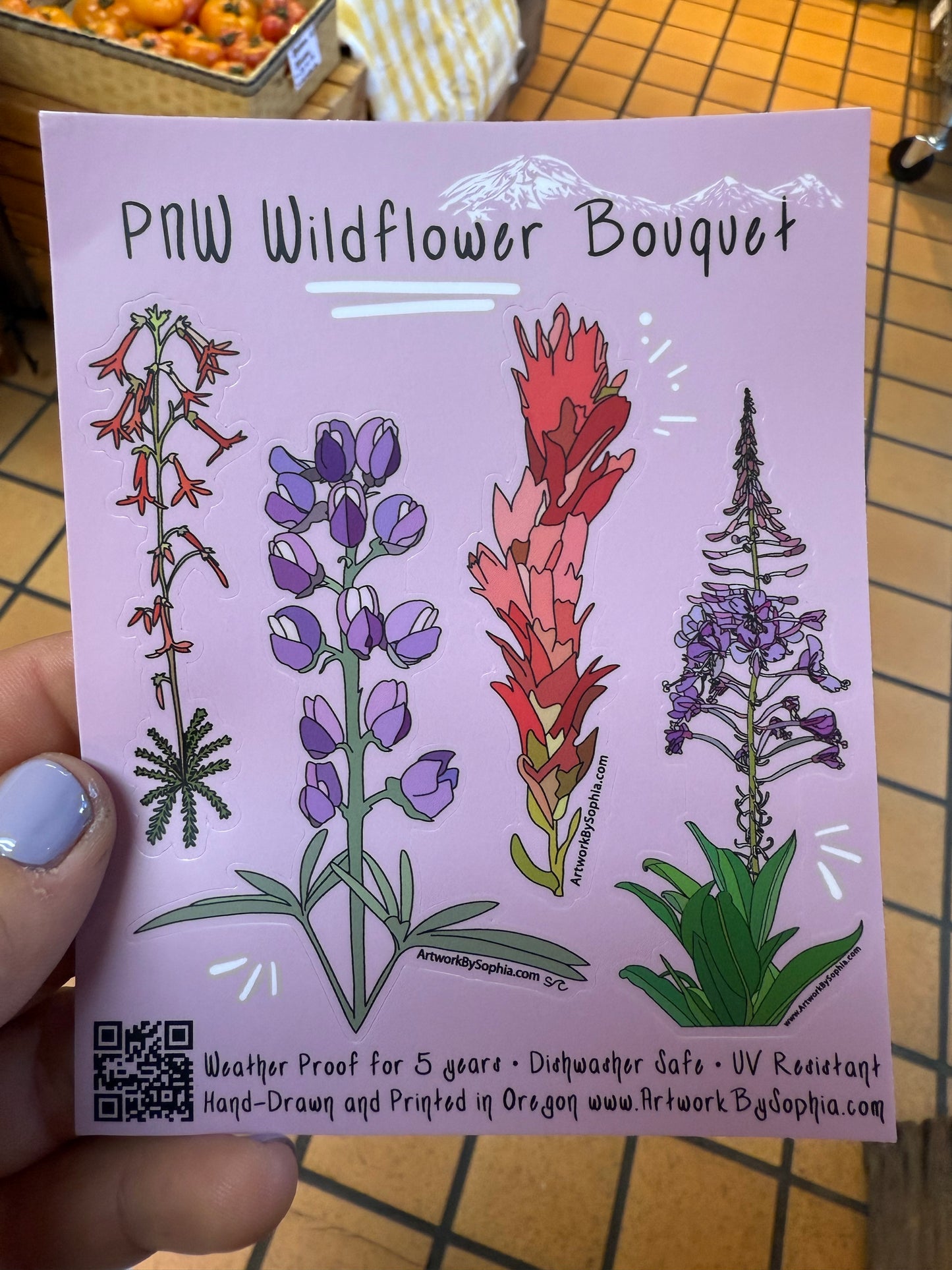Wildflower Bouquet Sticker Sheet  |  Four Stickers | | 4x6in