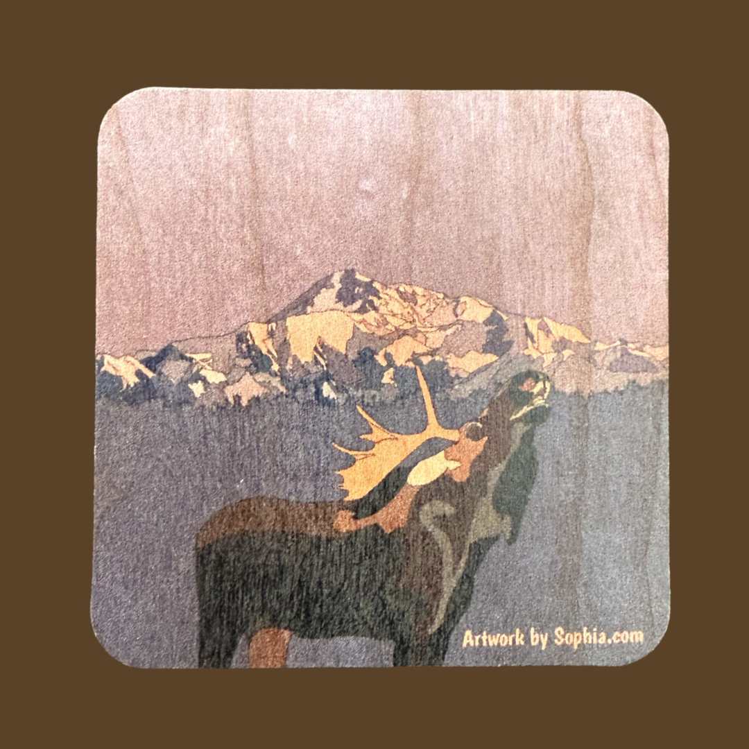 Goodnight Moose, Goodnight Mountain |  Wood Magnet | 3in