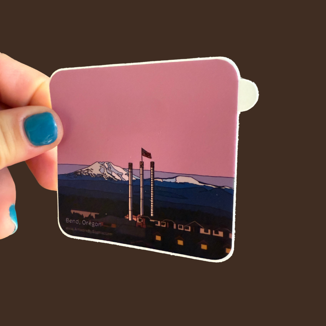"Old Mill Bend Oregon" |  Vinyl Sticker | Colored Drawing