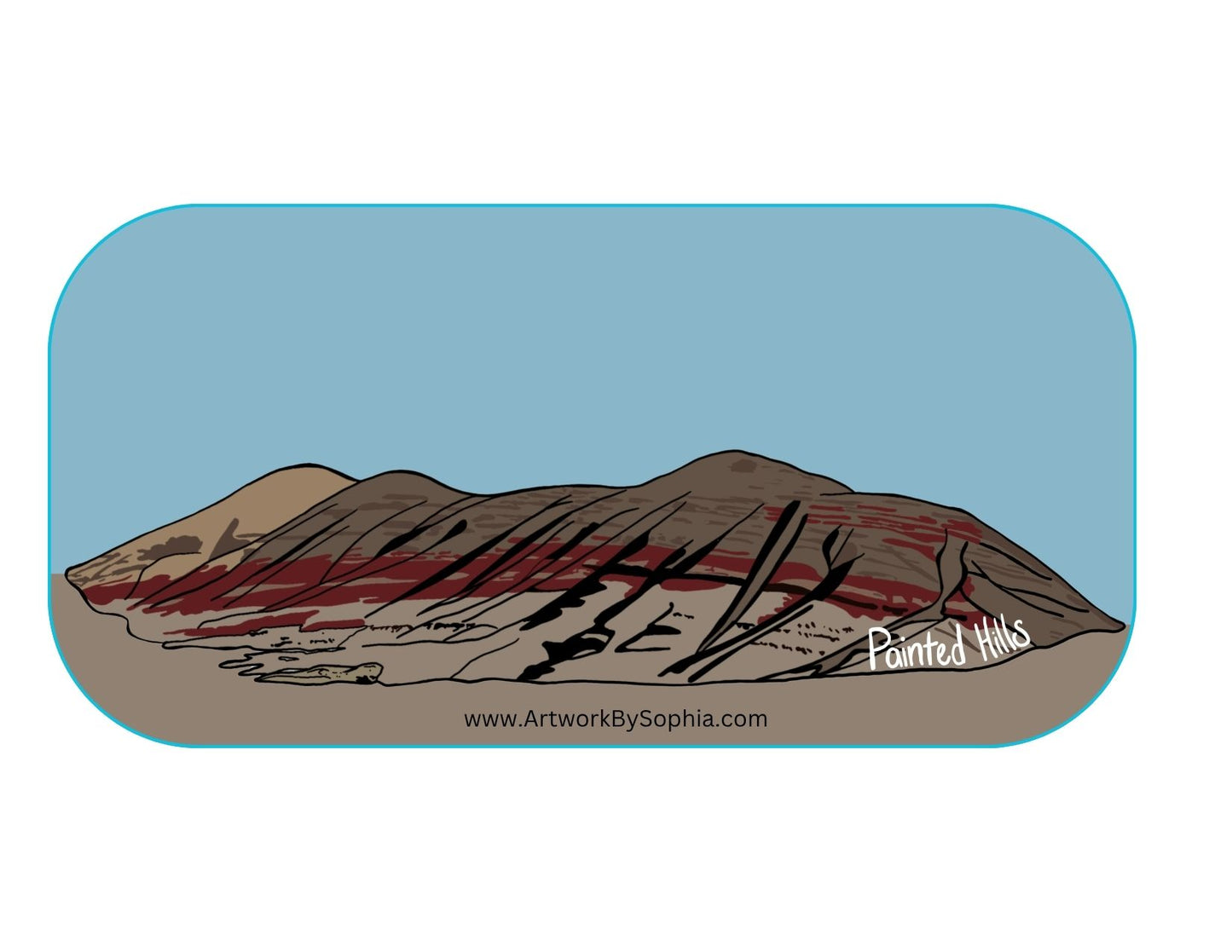 "Painted Hills Oregon" |  Vinyl Sticker | Colored Drawing