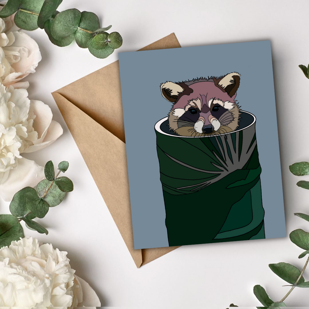 Trash Panda | Raccoon in a Trash Can | Greeting Card