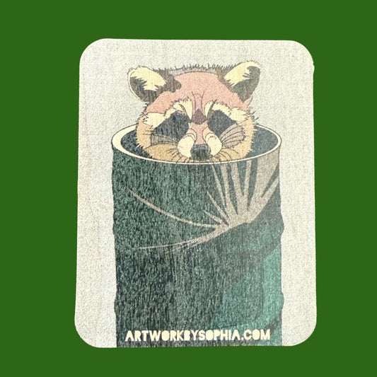 Trash Panda | Raccoon in Trash Can | Wood Magnet | 3in