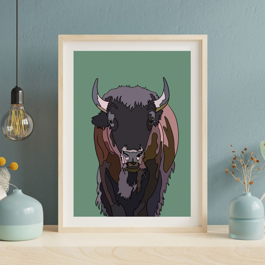 Bison - Hand-Drawn - Artwork Print