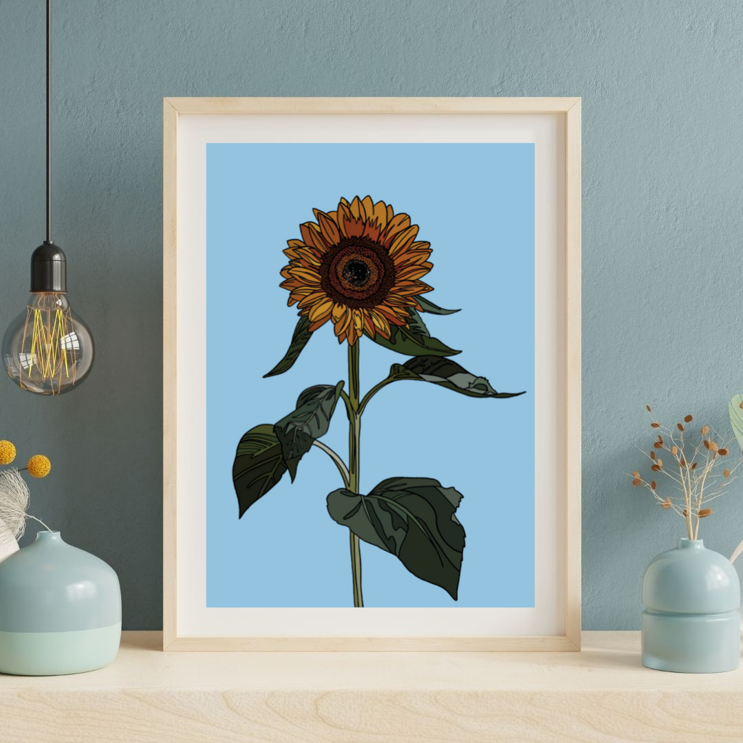 Sunflower - Hand-Drawn - Artwork Print