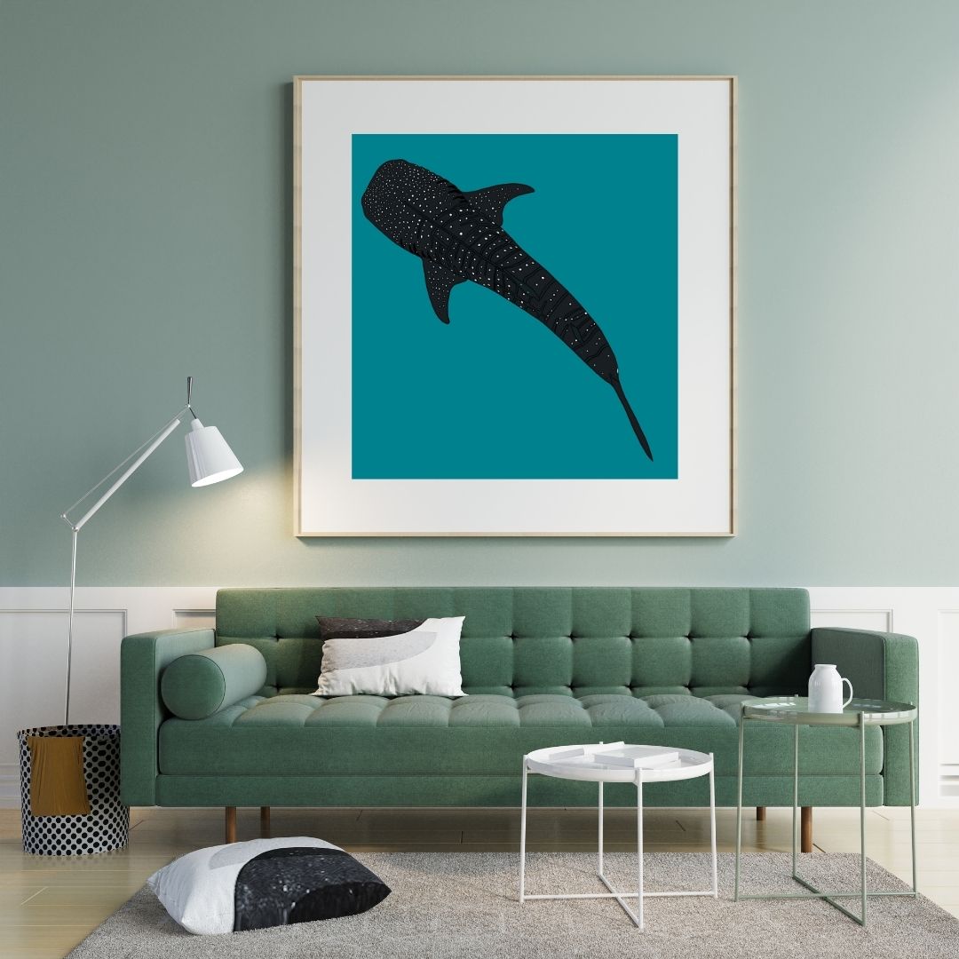 Whale Shark Hand-Drawn Artwork Print