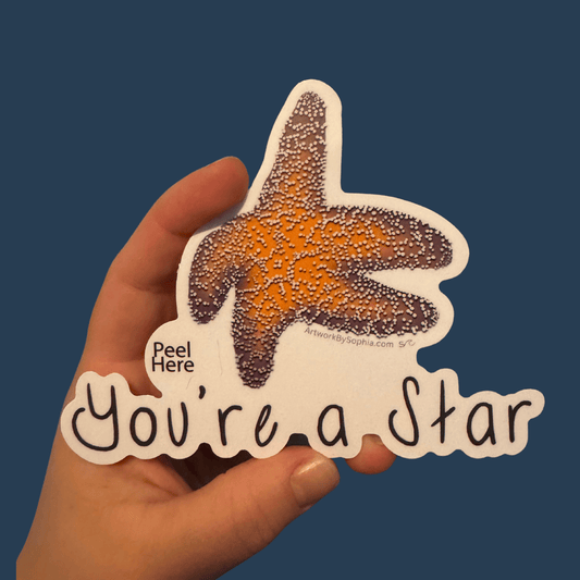 You're A Star - Starfish Pun Sticker 3in