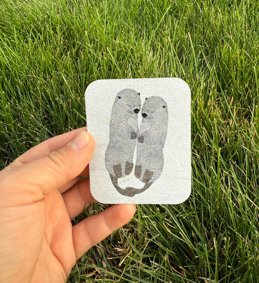 Otters |  Wood Magnet | 3in